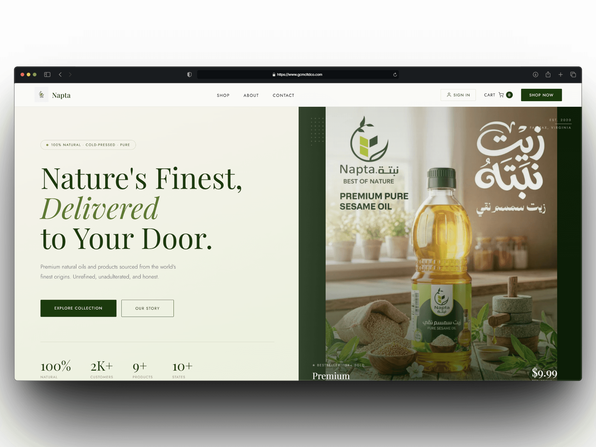 Napta USA storefront mockup